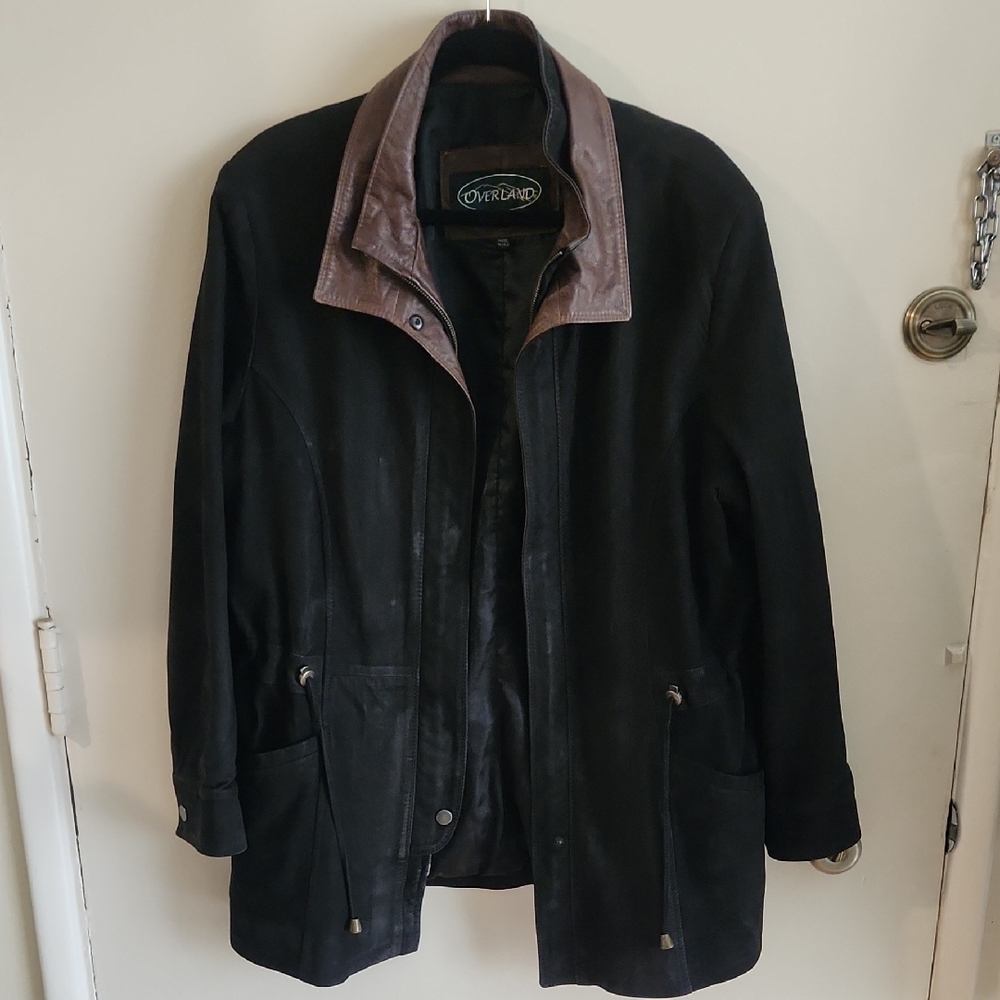 OVERLAND Sheepskin Co. Juniper Black and Brown Leather Coat